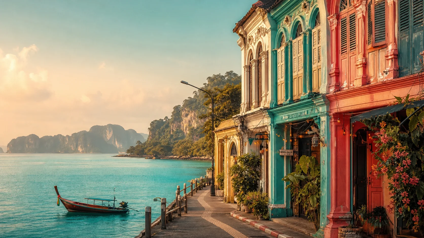 Illustrated Phuket travel montage